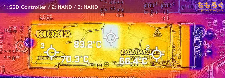 KIOXIA EXCERIA PLUS G3の表面温度(サーモグラフィー)